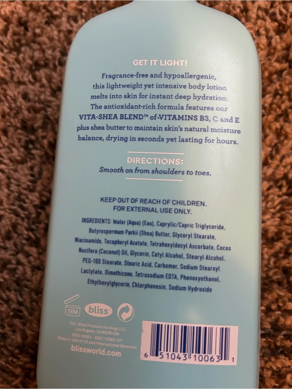 bliss Cloud 9 Unscented Body Lotion - Light Blue
